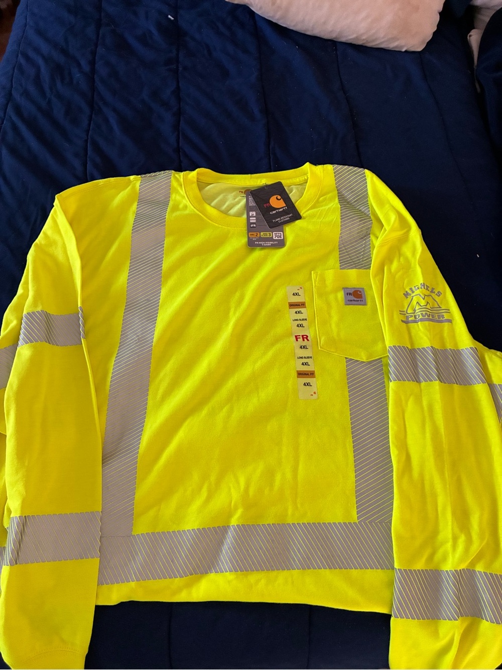 New- Men’s 4xl Carhartt Yellow Long-Sleeve Reflective Work Shirt